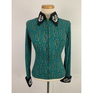 CJ Apparel Western Show Pleasure Rail Shirt Jacket Women's XS Paisley Green